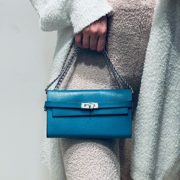Hermes Handbags - HERMES Kelly Wallet on Chain Jean Blue